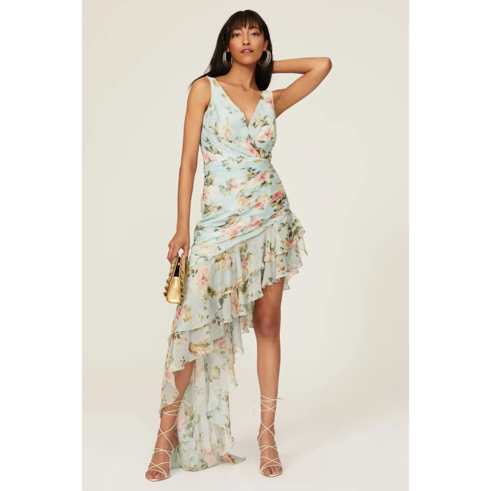 Ieena For Mac Duggal Floral Ruffle Hem Dress - Size 2
